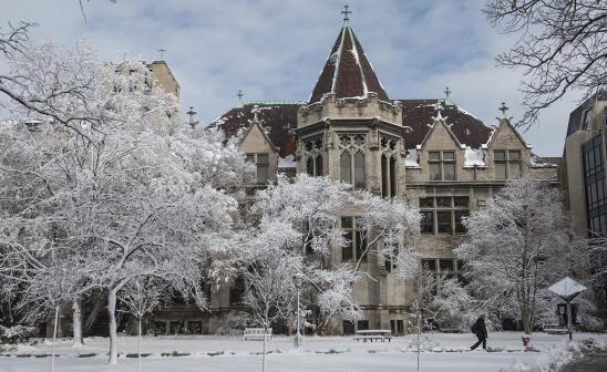 social sciences quadrangle in winter