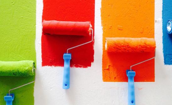 Different colors painted on a wall