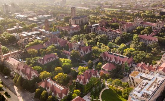 an overhead view of campus