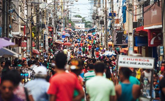 Crowded street in Brazil