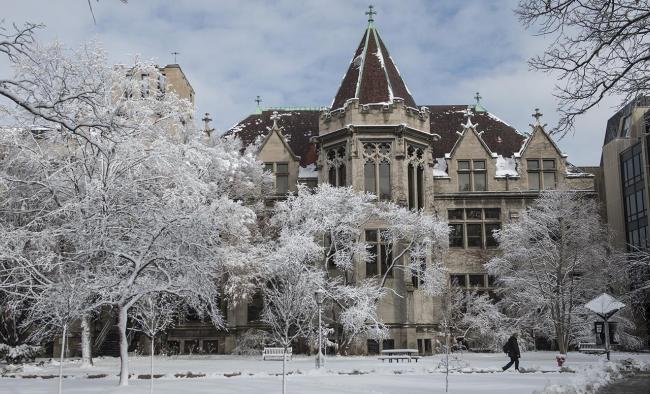 social sciences quadrangle in winter