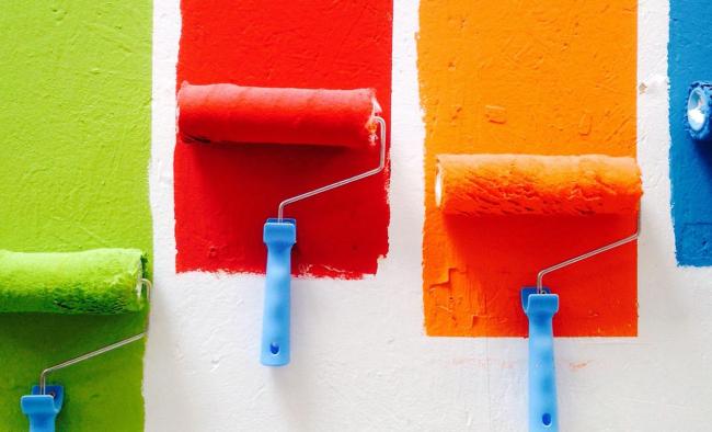 Different colors painted on a wall