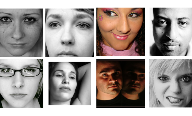 a collage of different faces