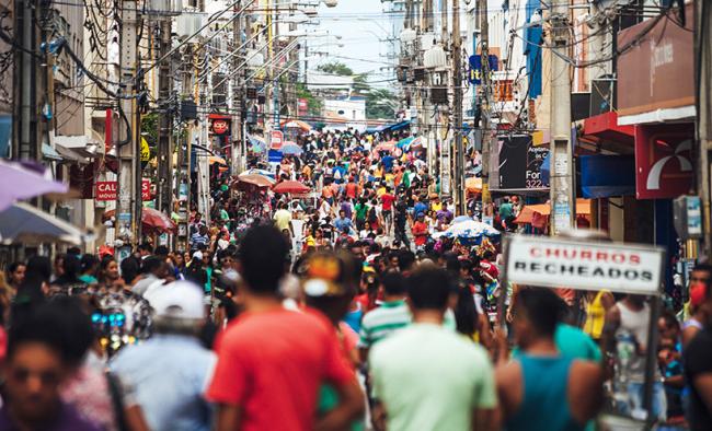 Crowded street in Brazil