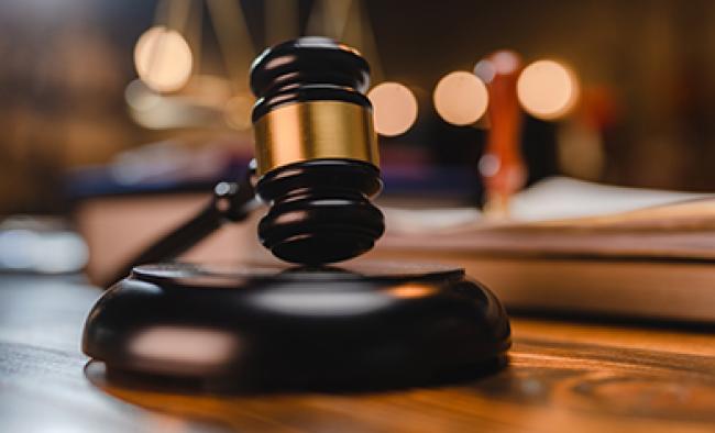 Gavel on desk