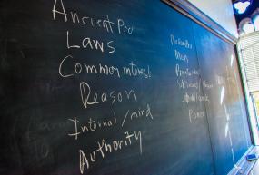 chalk writing on classroom blackboard
