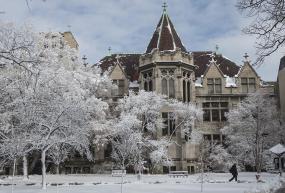 social sciences quadrangle in winter