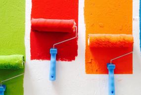 Different colors painted on a wall