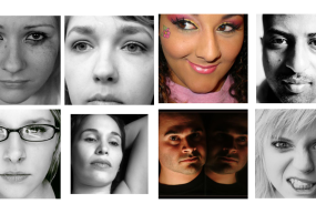 a collage of different faces