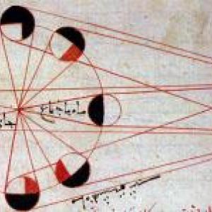 Al-Biruni illustration of moon phases and eclipse